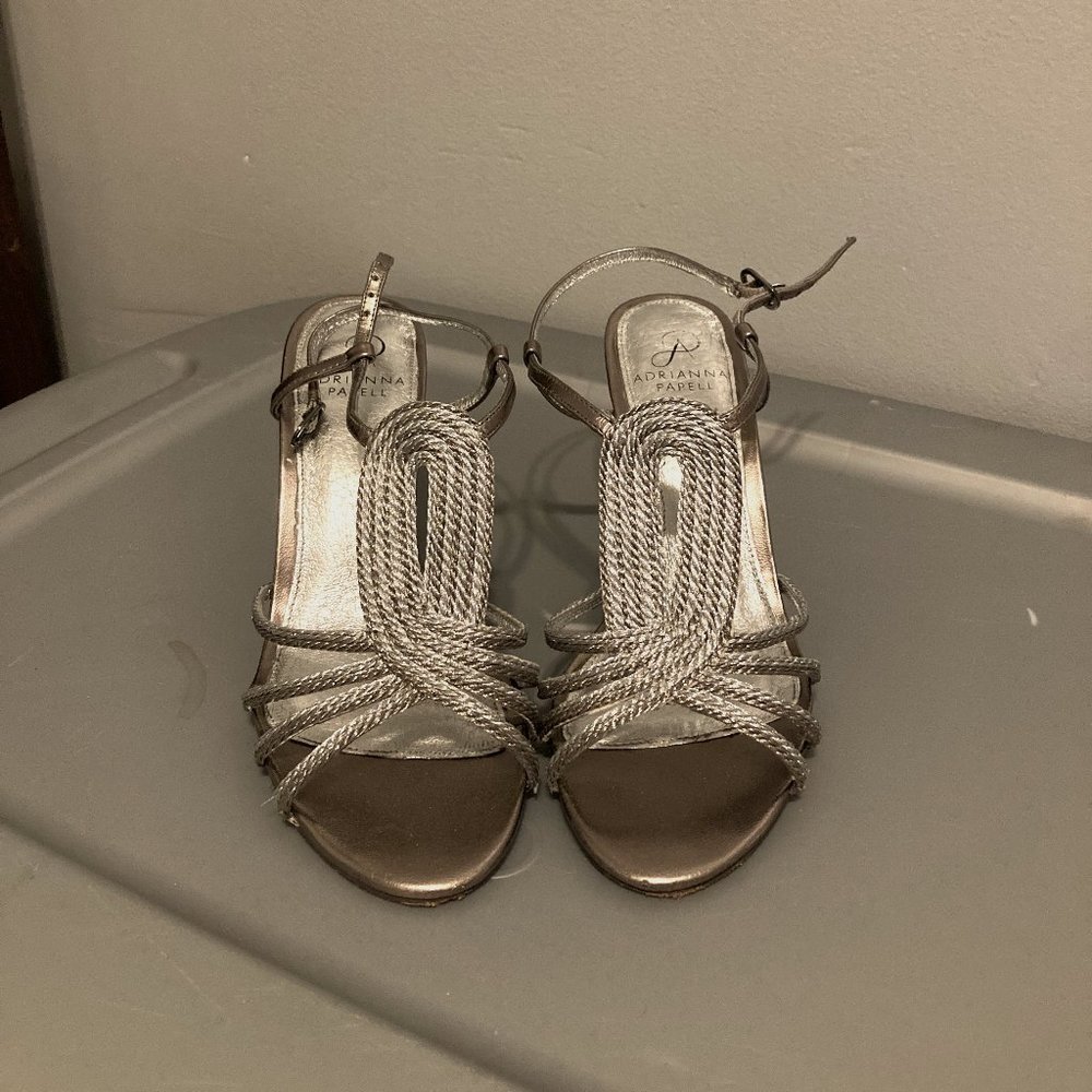 Adrianna Pappel silver strappy heels